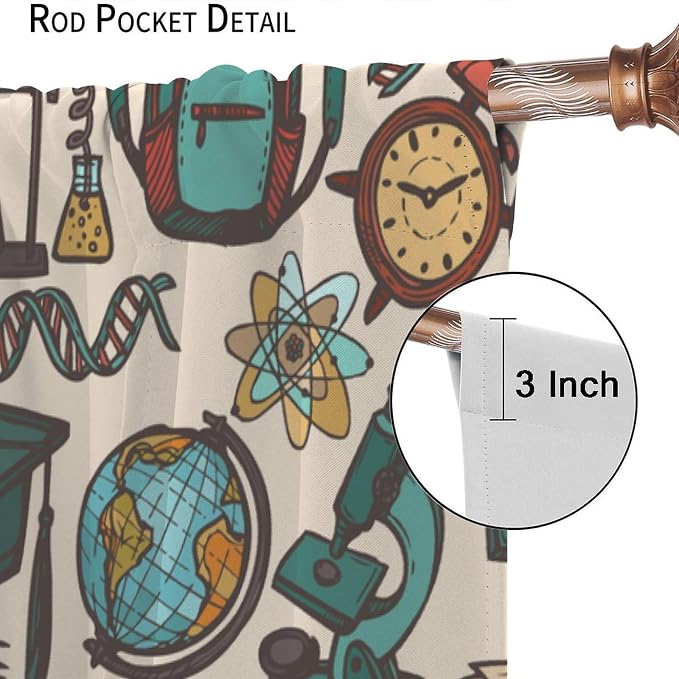 Science Blackout Curtains, Chemistry Science Pharmacy Research Rod Pocket Window Drapes for Kids Girls Boys Bedroom Living Room Set 2 Panels,42x45 Inches, Style-2