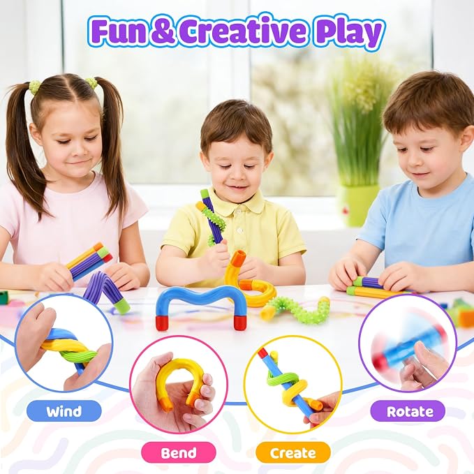Fidget Sensory Sticks for Kids: 4 Pack Thickened & Flexible Silicone Fidget Stick - Fidget Stress Toy for Kids Autism ADHD Calming - Quiet Fidgets for Classroom Focus Prizes - Travel Calm Essentials