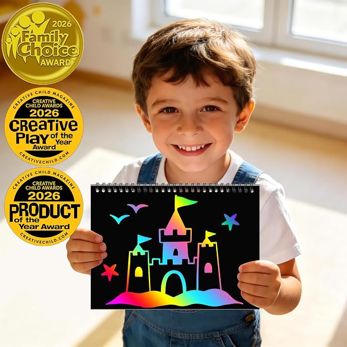 ZMLM Scratch Paper Art-Crafts Gift: 2 Pack Rainbow Notebooks Supplies Toys | Art Crafts for 3 4 5 6 7 8 9 10 11 12 Years Old Girls and Boys Kids Birthday Christmas Party Travel Games Activities Summer