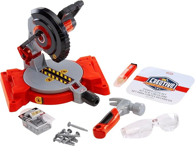 Little Tikes Creative Construction Power Cuts Set with 6 Accessories, Pretend Play Construction Set, for Boys and Girls Ages 3+ Years