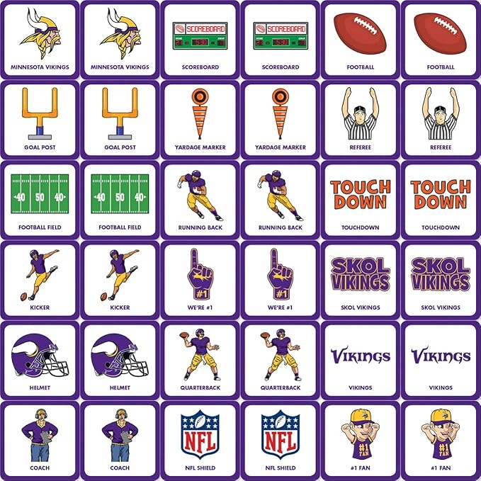 MasterPieces Officially Licensed NFL Minnesota Vikings Picture Matching Card Game for Kids and Families