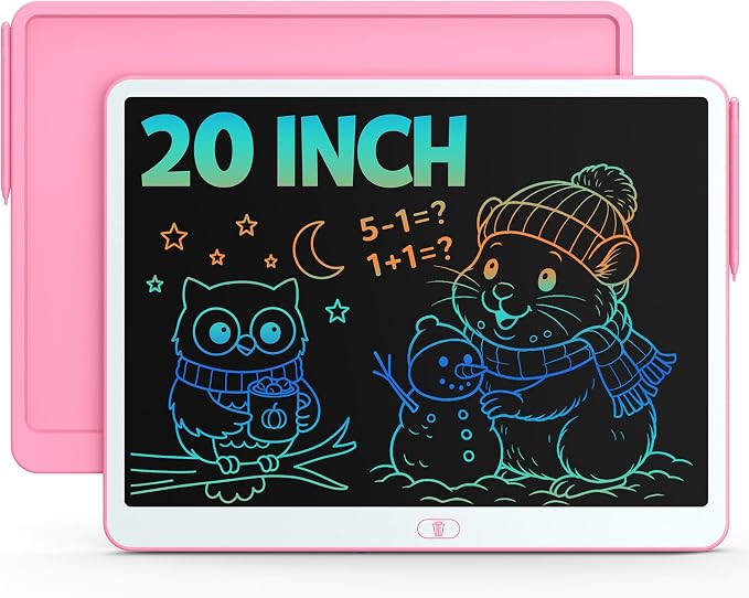 Bravokids 20 Inch LCD Writing Tablet for 3-8 Year Olds - Electronic Drawing Pad and Doodle Board as Educational Birthday Gifts for Girls and Boys (Pink)