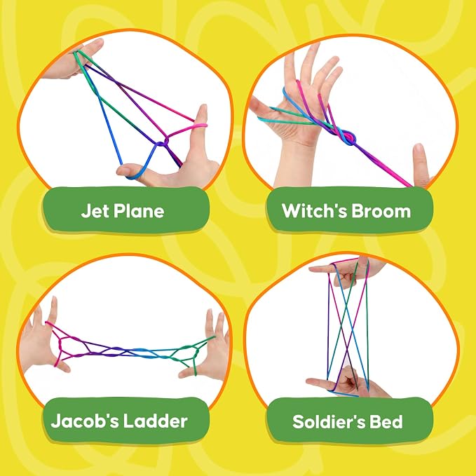 Kasfalci Cradle String Game Kit - Teen Girl Gifts, Birthday Gift for 8 9 10 11 12 Year Old Boys Girls - Road Trip & Travel Toys for Kids Ages 6-12 - Classic Cats Finger String Figures