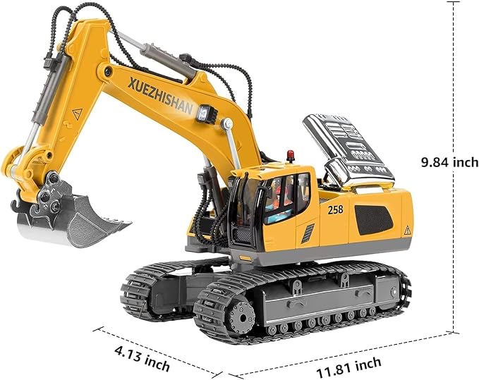 KidsFaves Remote Control Excavator Toys for Boys Turns 680-degree 2 Batteries Metal Shovel Lights/Sounds Construction Toys Birthday Gifts Boy Toys for 3 4 5 6 7 8 Years Old | RC Excavator with 680° Rotating Cab, Full Function Remote Control Constructio...