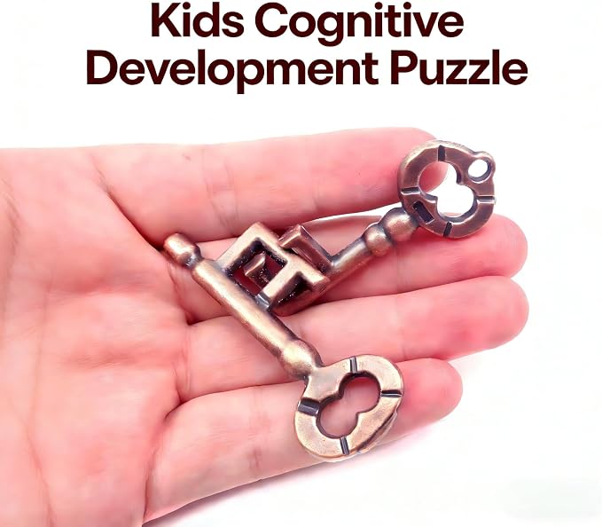 Traditional Metal Brain Teaser – Classic Puzzle Toy for Logic & Skill Development (Keys) (Pack of 2)