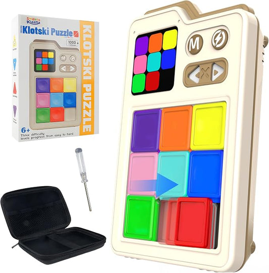 SMILESSKIDDO Kids Games Brain Teaser Slide Puzzle, with 1000+ Challenges | Original 3 Modes, Travel Toys Electronic Sliding Gifts for Boys & Adults, Fun Unblocking Logic Toy for Kid