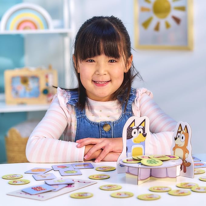 Bluey Fancy Restaurant Game, Join and Bingo as They Match Food Cards to Help Dad Prepare a Special Dinner for Mum, Serve up Fun While Building Memory and Matching Skills, Ages 3+, 2–4 Players | Based on the Fancy Restaurant episode, 2-4 players; family...