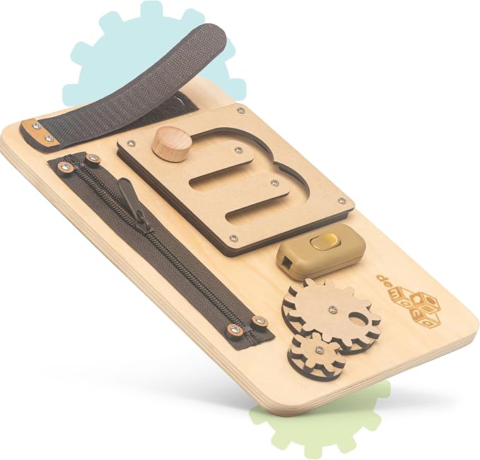 Toddler Busy Board for 1 Year Old, Montessori Baby Wooden Toy | Travel Baby Wooden Montessori Busy Board for Toddlers 1–3, Activity Toy for Early Motor Skills and Travel Play
