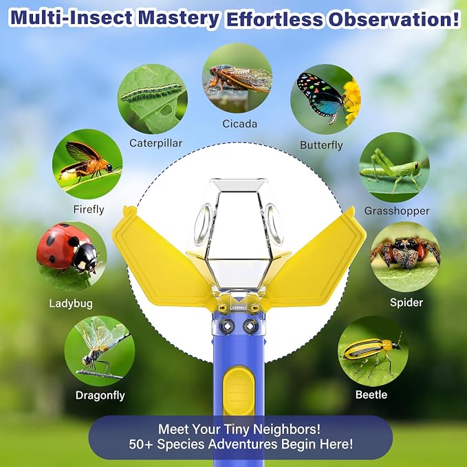 Bug Catcher for Kids, Insect Trap Kit with 6X Magnifier Glass - STEM Educational Exploration Tool for Indoor and Outdoor,Christmas Birthday Gifts Toys for Adults, Boys, and Girls, Blue