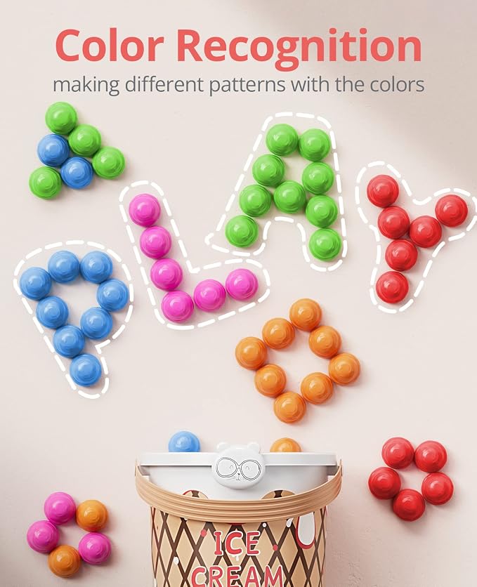 JoyCat Ice Cream Preschool Learning Activities Counting and Color Sorting Set Stacking Toys for Kids 3-5, Educational Fine Motor Skills Toys, 65PCS Math Manipulatives | Stack scoops, match colors and serve pretend ice cream while practicing counting an...