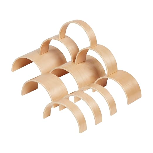 ECR4Kids Wooden Tunnels and Arches, Block Play, Natural, 10-Piece | Durable hardwood, GREENGUARD Gold Certified, 2 years +, 4 sizes, STEM learning & motor skill development, classroom/playroom