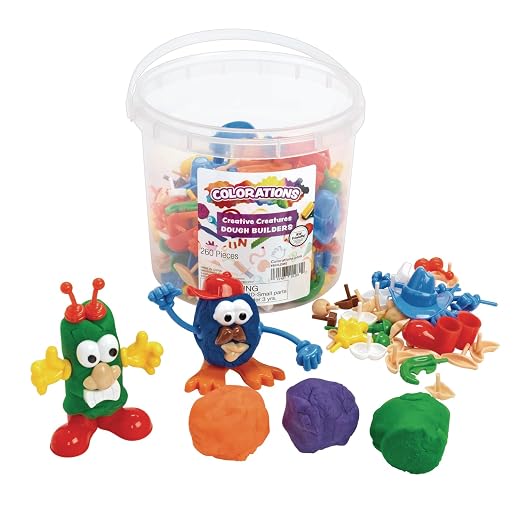 Colorations - BUILDME Creative Creatures Dough Builders (Includes 260 pieces) - Dough & Molding Clay Accessories for Kids - Screen-Free Play Time - Builds Animals & Characters | Body Pieces and Eyes for Play Dough, Ages 3 and up, Screen-Free Play, Crea...