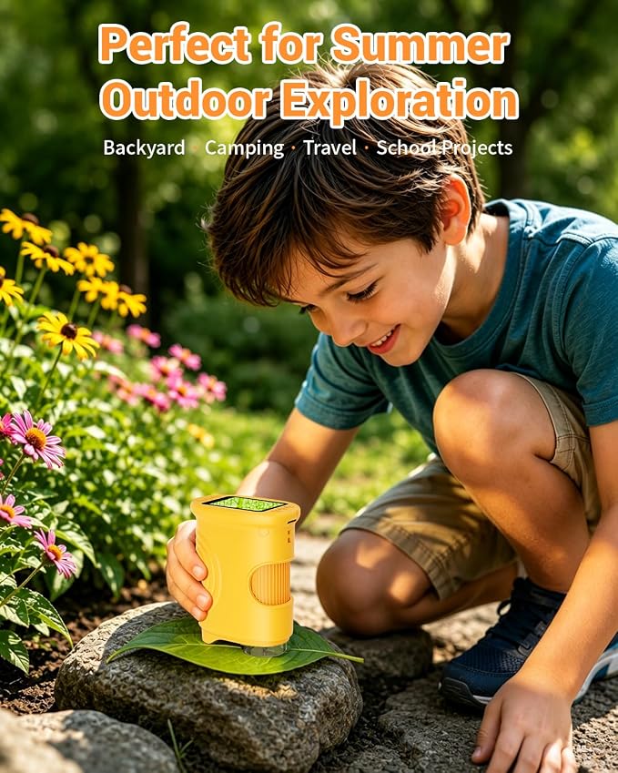 1000X Digital Handheld Microscope for Kids Portable Outdoor Toys & Gifts | 2.0" IPS Screen Magnifier, STEM Science Lab Magnifying Glass, Photo&Video Pocket Edu Toy for Boys & Girls Age 4-12, Orange