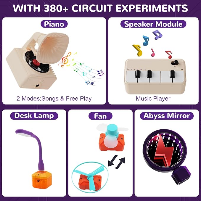 Dollox Science Kits for Kids, Electrical Circuit Exploration Kit with 380+ Projects, Educational Electronics Toy for Boys and Girls, Perfect for Christmas Stocking Stuffers and Birthday Gifts