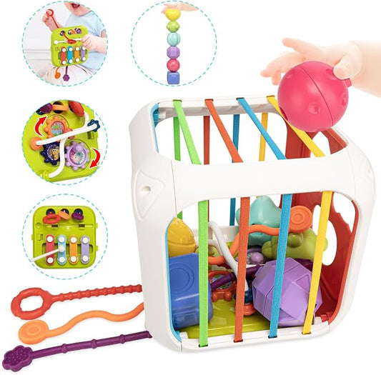 Montessori Activity Cube Learning Toy for Toddlers | 7-in-1 Shape Sorter for Baby Developmental, Birthday Gifts for 1-3 Years