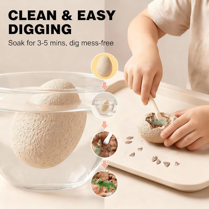 Dino Eggs Dig Kit, 12 Pack Dinosaur Eggs Excavation Science Experiments Kits for Kids 4-12, Dinosaur Toys for 3 4 5 6 7 8 9 10 Year Old Boys Girls