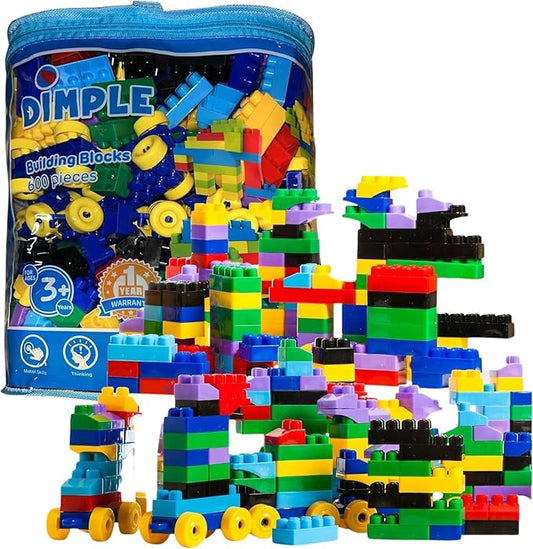 Dimple 600 Piece Large Building Blocks for Toddlers, Kids Interlocking Toys | Stackable Blocks, Multi-Colored Toys, Safe Non-toxic Plastic, Waterproof, Bright Colors, For Boys and Girls Age 3+