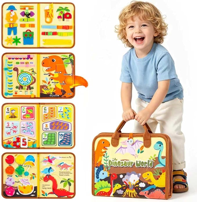 Busy Board Montessori Toys for 2 Year Old Boy Girl Birthday Gift Busy Book | Educational Learning Sensory Busy Book for Toddlers, Activity Books for Toddlers, Ages 2-4 Airplane Car Travel Toys