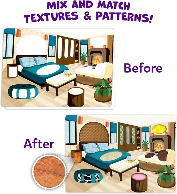 Skillmatics Fab Tabs – Dream Home, 3D Sensory Fabric Art, Sewing Craft Kit | Peel & Stick Sticker Activity, Mess-Free Play, Travel Toy, Gifts for Boys & Girls Ages 4, 5, 6, 7, 8, 9