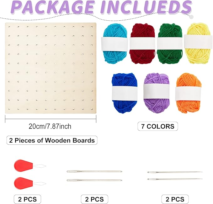 FREEBLOSS 2 Set Wood Sewing Boards Motor Skills Practicing Wooden Lacing Projects Wooden Threading Kits Sewing Craft Kits