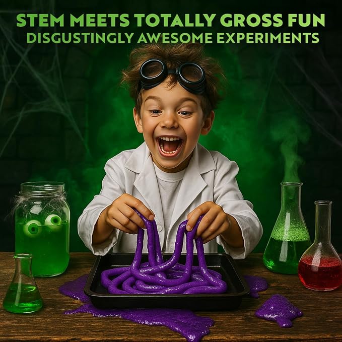 Playz Disgusting n Gross Science Experiments Science Kits for Kids Age 8-12 | Educational Science Toys Chemistry set with 34+ Fun Science Activities Stem Kits for kids, Gross Slime Science Lab kit Gifts