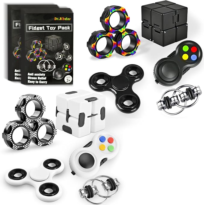 Fidget Toys Adults Set Fidgets for Classroom Must Have Autism Sensory Pack Figette Cube ADHD Special Treasure Prize Tool Stress Relief Desk Cool Gadget for Kid Easter Basket Stuffers for Teen Boys