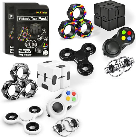 Fidget Toys Adults Set Fidgets for Classroom Must Have Autism Sensory Pack Figette Cube ADHD Special Treasure Prize Tool Stress Relief Desk Cool Gadget for Kid Easter Basket Stuffers for Teen Boys