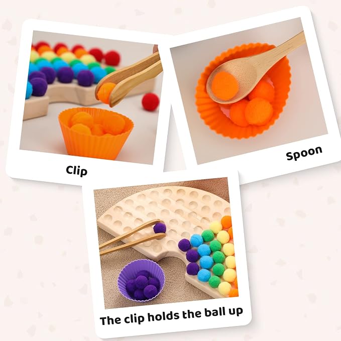 Board Beads Game Pine Wooden Rainbow Bead Maze Montessori Color Sorting Toys for Toddlers 1-3 Match Game