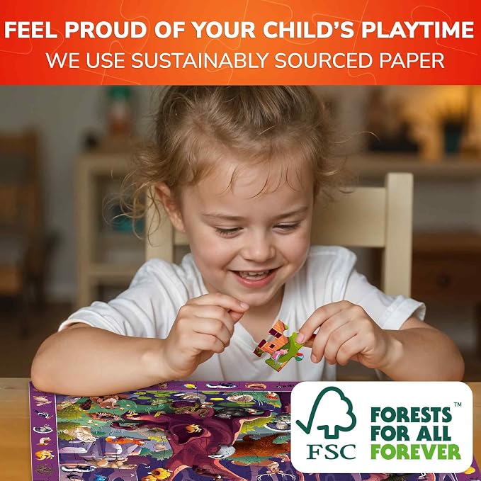 100 Piece Puzzles for Kids Ages 6-8 - 4 Jigsaw Kids Puzzles Ages 4-6 | Search and Find Educational Puzzles for Kids Ages 8-10 with Animals and Dinosaurs - Learning Kids Puzzles Ages 5-8