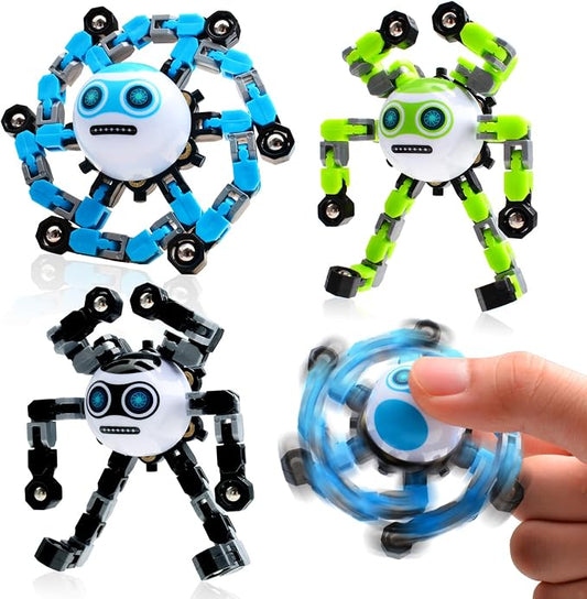 3 PCS Travel Toys Transformable Fidget Spinners Toys for Kids and Adults Sensory Toy for Boys Teens Stress Relief Autism ADHD Cool Road Trip Travel Essential Birthdays Gifts for Party Favors