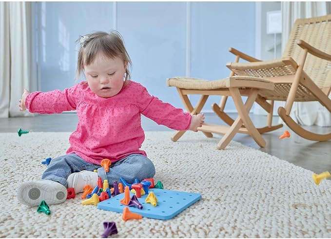 edxeducation Geo Pegs and Peg Board Set, 36 Pegs, 3 Shapes & 3 Laces | 6 Colors, Ages 18m+, Homeschool Supplies for Preschool Activities