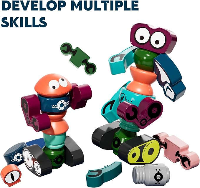 TEMI Magnets Robot Toy for 3 4 5 6 7 Year Old Boys | Transform Toys Planet Magnet Building Toys Stacking for Toddler, Learning Educational Christmas and Birthday Gifts for Kids