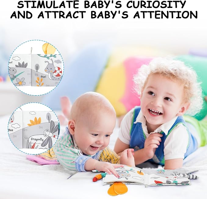 HOTUT Soft Baby Book Toy - Newborn Crinkle Touch and Feel for 0-6 Months, 3D Toddler & Kids Toy, Gift for Boys & Girls (Bee)