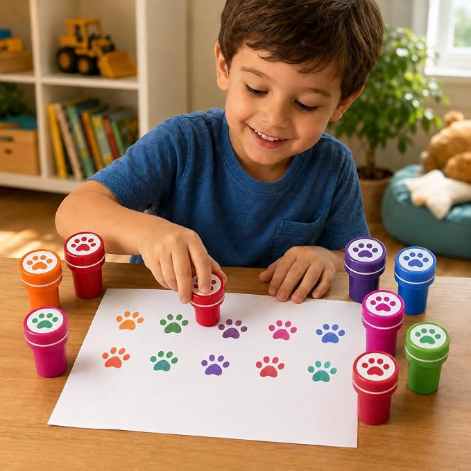 Cinrobiye 24 Pcs Pet Paw Stampers Party Favor Set, Cute Animal Paw Print Stamps for Kids Birthday Party, Classroom Rewards, Carnival Prizes, Goody Bag Fillers, Pet Lover Party Supplies