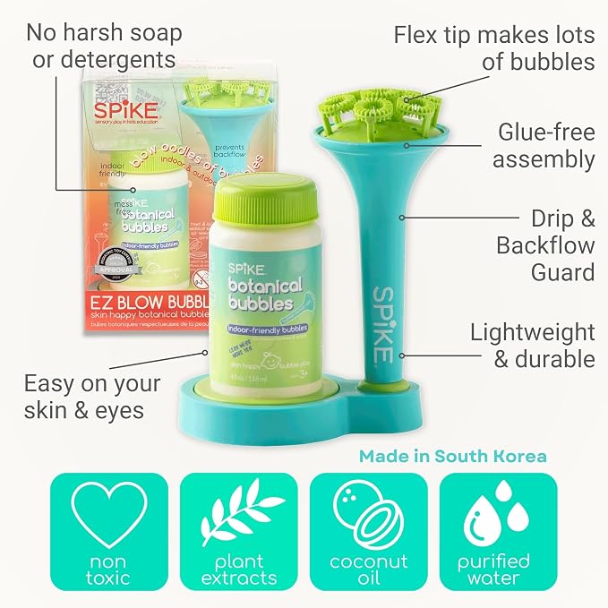 Innobaby Spike Bubble Blower w/Mess Free Botanical Bubbles & Tray - Aqua
