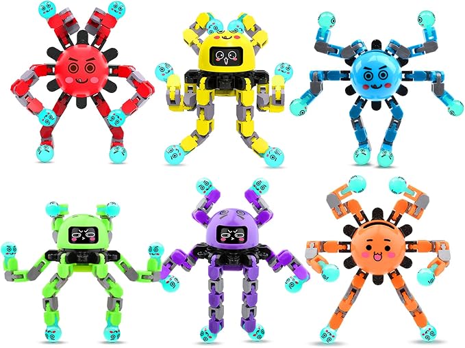 Transformable Fidget Spinner Toys for Kids and Adults,6 Pcs Travel Toys for Boys Girls Sensory Toy ADHD Stress Relief Toy,Party Favors Birthdays Gifts for Teens Road Trip Travel Essentials
