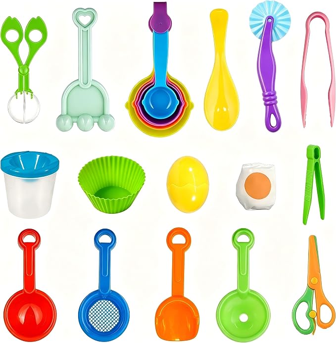 Hiawbon 20 PCS Sensory Bin Tools Sensory Bin Toys for 2+ Years Old | Sensory Sand Tools Set, Sensory Bin Filler, Fine Motor Toys Handy Scooper Set, Sensory Bin Accessories Tool