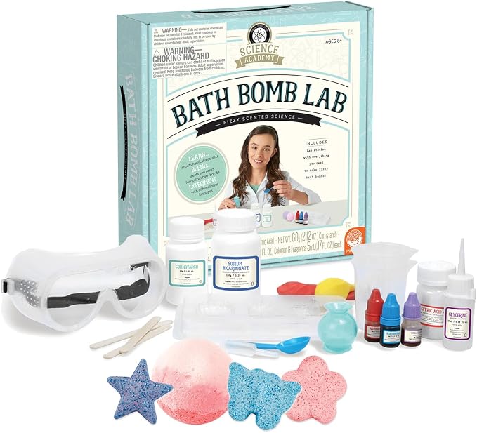 MindWare Science Academy Bath Bomb lab Kit | Hands-on experiments kids set up and run themselves. Ages 4+.