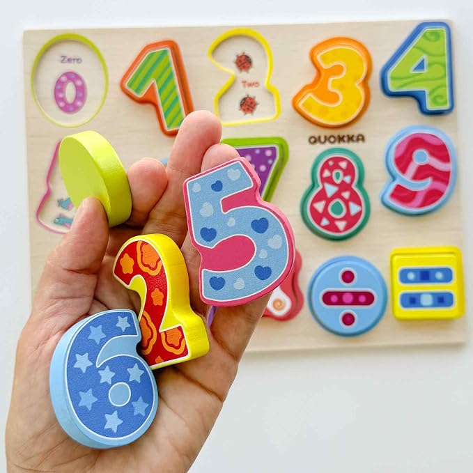 QUOKKA Wooden Puzzles for Toddlers 1-3 – 6XSET Chunky Toddler Puzzles Ages 2-4 – Learning Animals Numbers Alphabet Montessori Toy for Kids 3-5 – Wood Games Gift for Boys & Girls - FSC Certified Wood