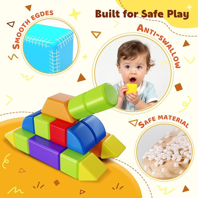 Pairez Toys Large Magnetic Building Blocks, 3D Shapes for Kids 3+ | 21 PCS Blocks, 6 Colors & 6 Shapes, Creative Open-Ended Play, Educational Learning Magnet Toy, Holiday Gift for Boys & Girls