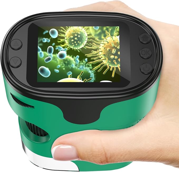 Kids Digital Microscope Science Gift: Complete STEM Toy Kit for Ages 4-12 | 32GB Card for Photos & Video / Custom EVA Case / Real Glass Slides / Upgraded 3mm Slide Slot / 2.5H Rechargeable Use