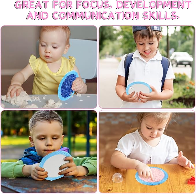 Boao 8 Set Mini Sensory Mats for Autism Kids Sensory Floor Tiles, Round | 4 Inch, Assorted Textured Play Mats, Educational Tactile Toys for Adhd Children Activity Occupational Therapy