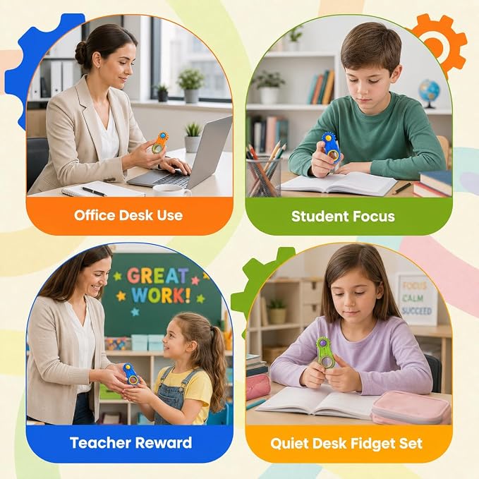 LESONG Fidget Toys Finger Fidget for Kids: 3 Pack 5-in-1 Compact Versatile Sensory Fidgets for Kids, ADHD, Autism - Stress Relief Calming Toys for Classrooms, Travel & Gifts