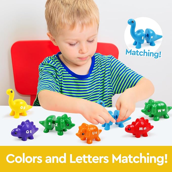 GKDOMS Alphabet Dinosaurs Letter Matching Toy Fine Motor Game | 13pack, Matching & Sorting Game, Sensory Toy, Preschool Learning Activities, Educational Gifts, Ages3+