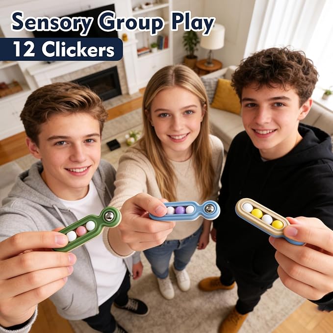 Fidget Toys Adults Stress Relief: 12 Pack Fidget Clicker for ADHD Focus | Sensory Toys for Autism Kids Calming - ADHD Tools Desk Fidgets for Classroom - Cool Office Gadgets Gifts for Teen Women Men