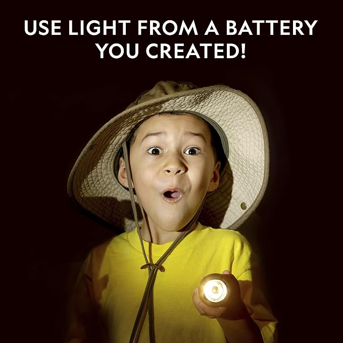 National Geographic Battery Making Science Kit with 2 STEM Projects | Potato Clock, Penny-Powered Flashlight, Electricity Experiments, Circuit Learning, Hands-On STEM Toy, Birthday Gift