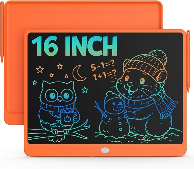 Bravokids 16 Inch LCD Writing Tablet for 3-8 Year Olds - Electronic Drawing Pad and Doodle Board as Educational Birthday Gifts for Girls and Boys (Orange)