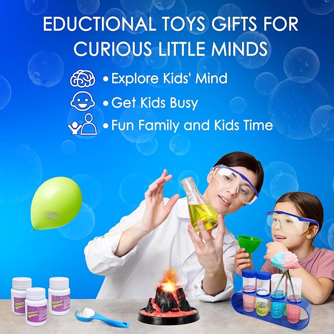 200+ Science Experiments Kit for Kids, Science Project Lab | Volcano Toys Birthday Gifts for Boys & Girls, Chemistry Set, Gemstone S.T.E.M Educational Learning Activities