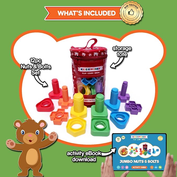 Twist & Turn Nuts n Bolts - Sort, Count, Match & Play with 12pc + eBook