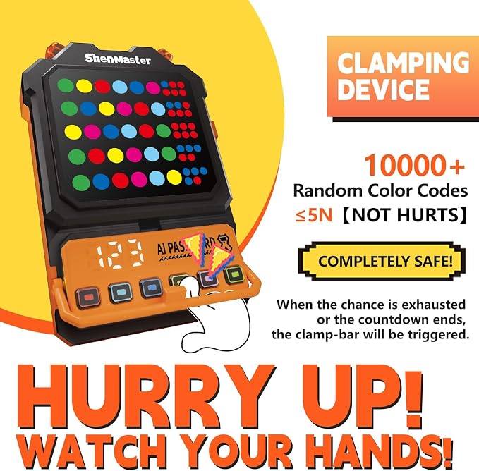Electronic Code Breaker Game, 10,000+ Logic Challenges for 1-8 Players | Handheld logic puzzle includes a clamp and supports solo or group play for kids and adults, at home or while traveling.
